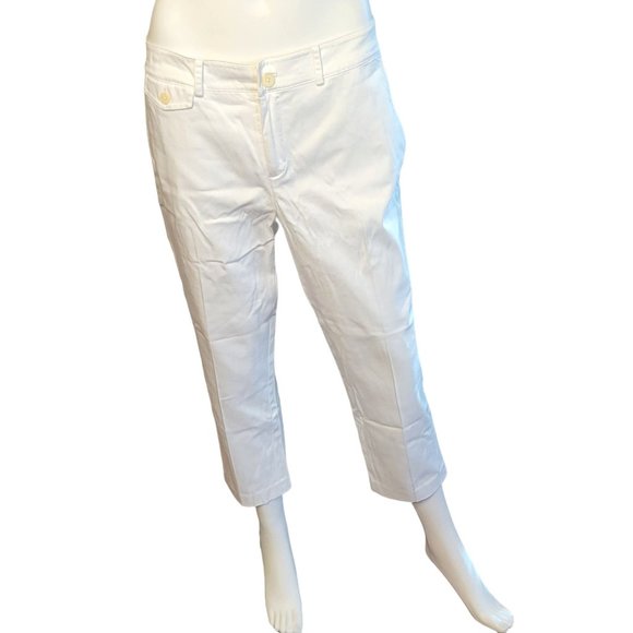 Lauren by RALPH LAUREN Women's White Capri Pants Size 10 Cotton - Picture 1 of 3